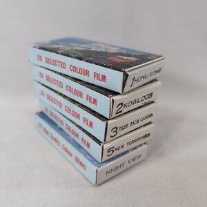 Longevity Colour Slides 100 Total 5 Hong Kong Kowloon Night View Tiger Balm Film